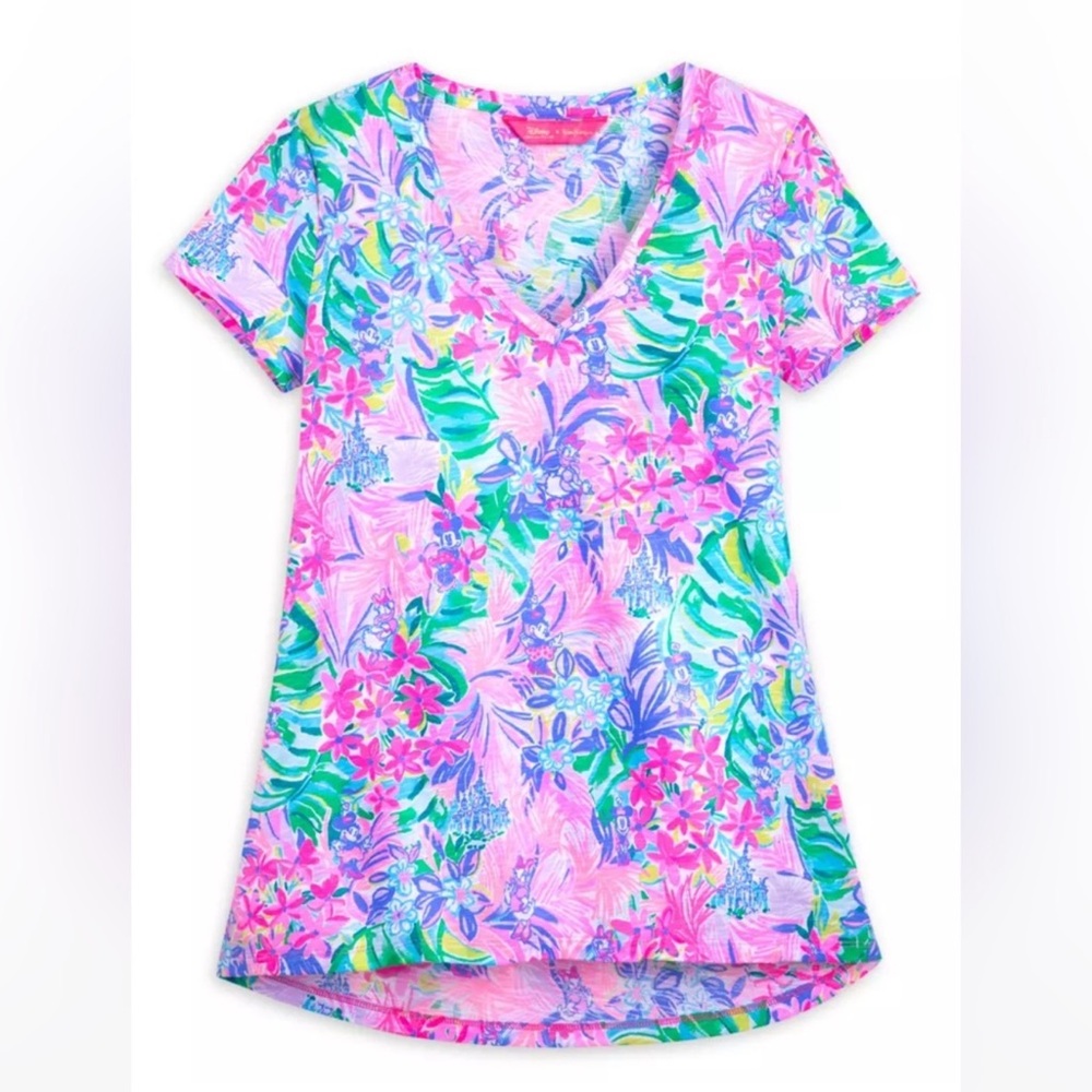 Lilly Pulitzer Disney Tropical Floral V-Neck Tee
